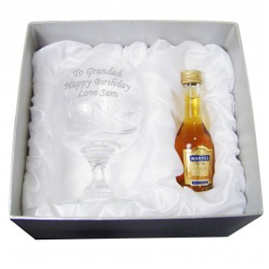 personalised Crystal Glass and Brandy Gift Set