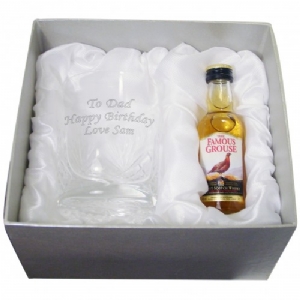 personalised Crystal Glass and Whisky Gift Set