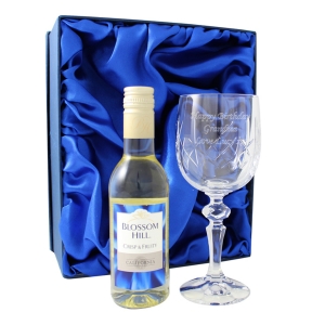 Personalised Crystal Glass and White Wine Gift Set