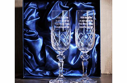 Personalised Crystal Pair of Champagne Flutes