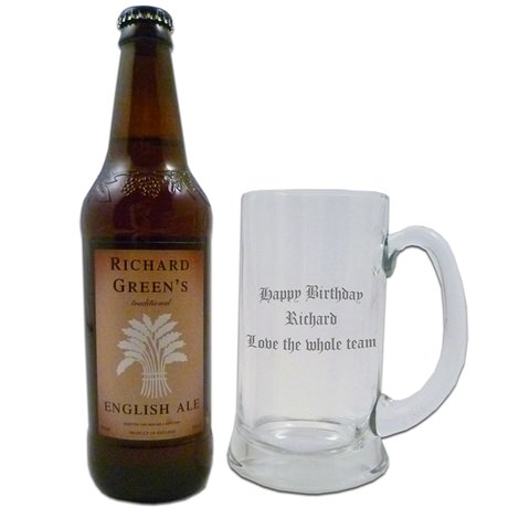 Personalised Drinking Glass and Ale Gift Set