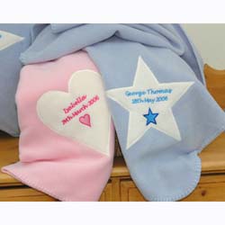 personalised Embroided Baby Blankets Pale Blue