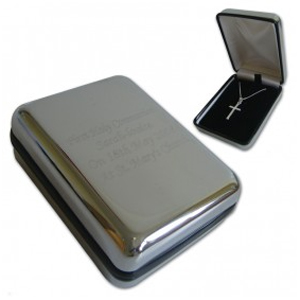 Engraved Box With Cross Necklace