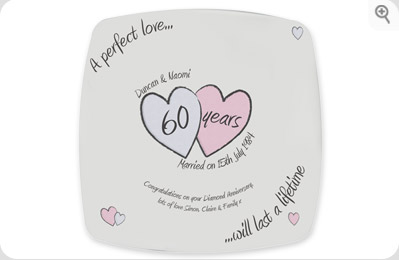 personalised `erfect Love`Diamond Anniversary Plate