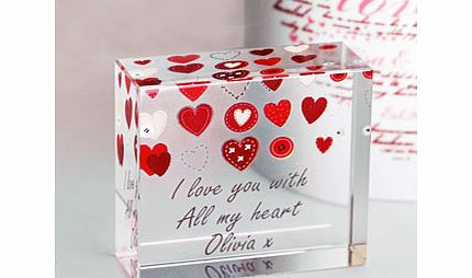 Personalised Fabric Hearts Design Medium Crystal