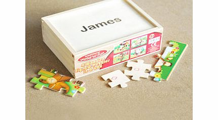 Personalised Farmyard Puzzles in Wooden Box