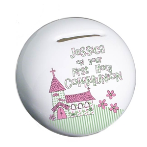 Personalised First Holy Communion Moneybox - Pink