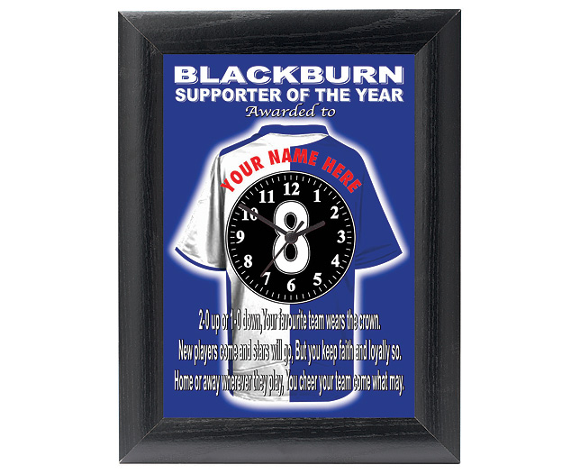 personalised Football Clock - Blackburn Rovers