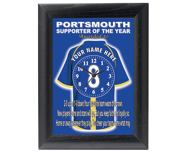 personalised Football Clock - Portsmouth