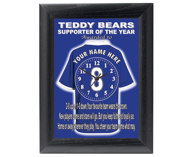 personalised Football Clock - Rangers (Teddy Bears)