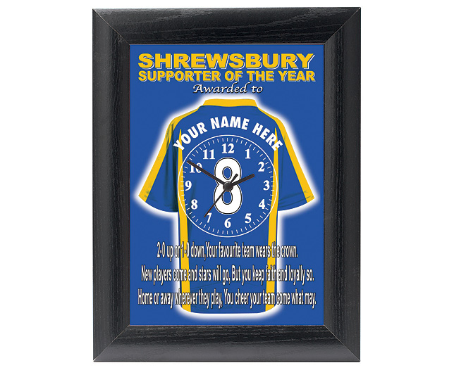personalised Football Clock - Shrewsbury Town