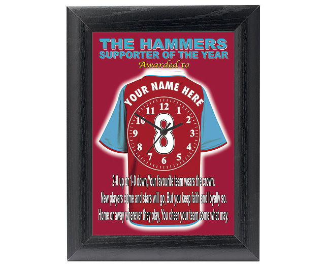 personalised Football Clock - West Ham United (The Hammers)