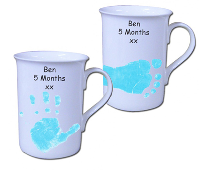personalised Footprint/Handprint Mug - Blue