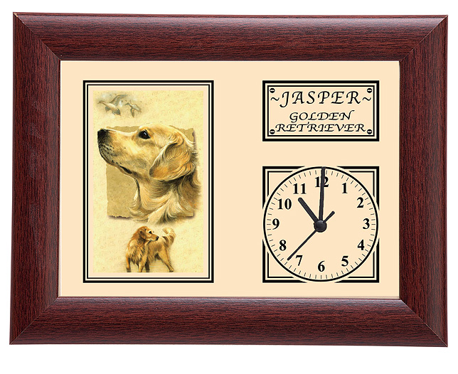 Framed Dog Breed Clock - Golden