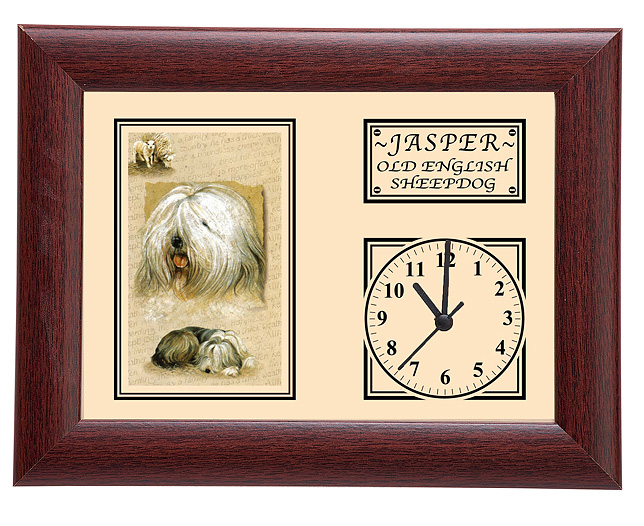 personalised Framed Dog Breed Clock - Old English Sheepdog