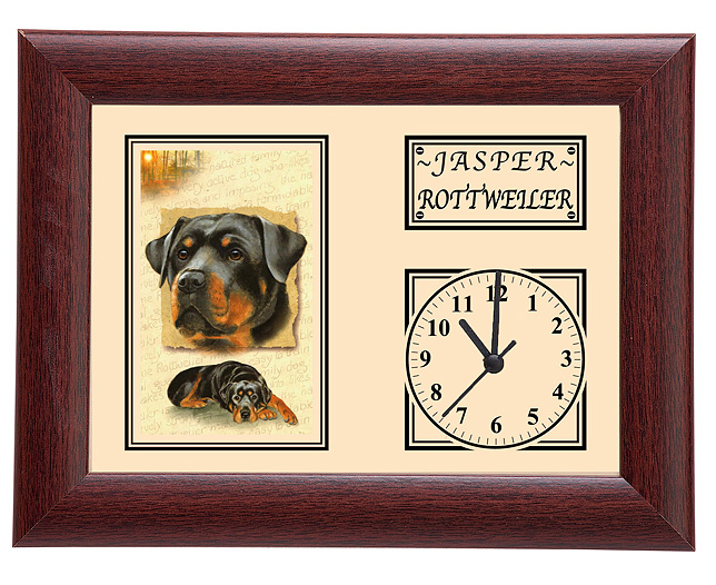 personalised Framed Dog Breed Clock - Rottweiler