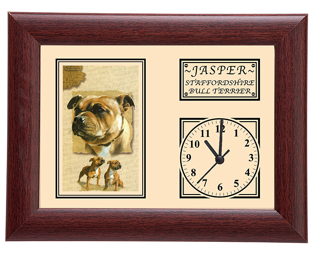 personalised Framed Dog Breed Clock - Staffordshire Bull Terrier