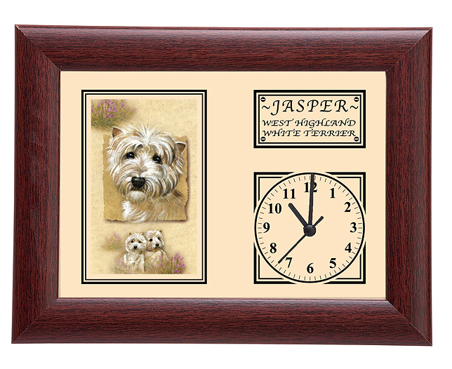personalised Framed Dog Breed Clock - West Highland White Terrier