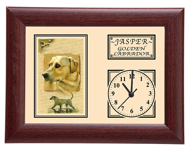 personalised Framed Dog Breed Clock - Yellow