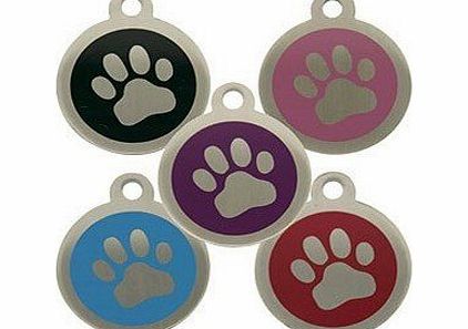 Personalised FREE Personalised Engraved 32mm Stainless Steel Pet ID Tag Dog Paw Design