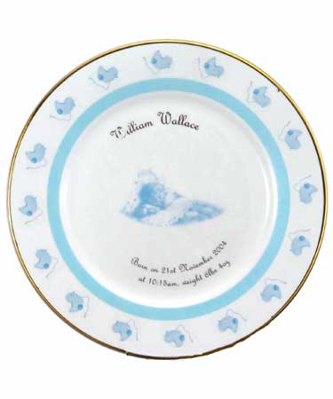 Personalised Gift Blue Boys BIRTH/CHRISTENING PLATE.