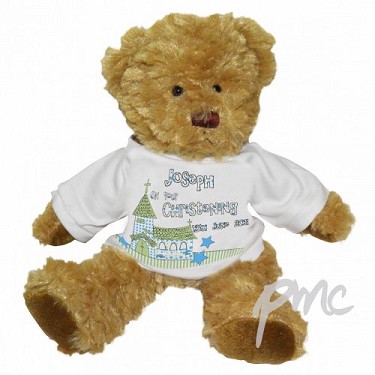 Personalised Gift Blue Church Teddy with T-Shirt