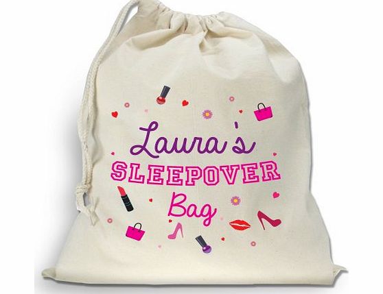 Personalised Gift Ideas Personalised girls sleepover bag, girls overnight bag, drawstring cotton bag, 100 cotton bag