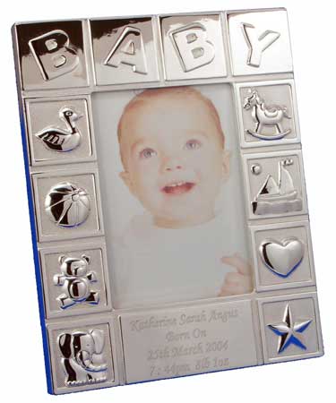 Personalised Gift SILVER BABY PHOTO FRAME.