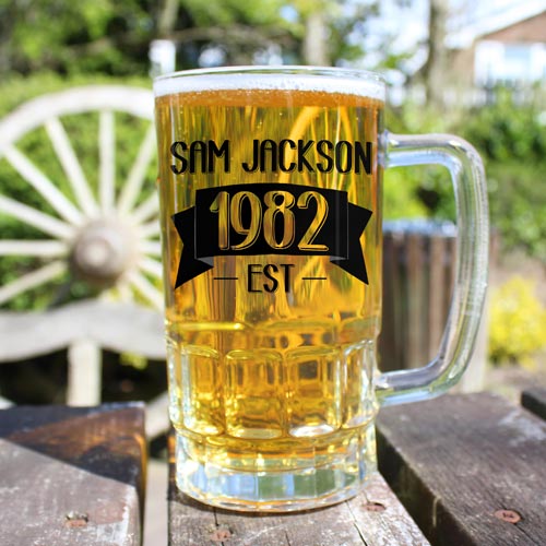Personalised Glass Beer Tankard
