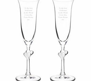 Personalised Glass Heart Stem Flutes