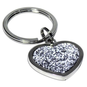 Personalised Glitter Heart Keyring