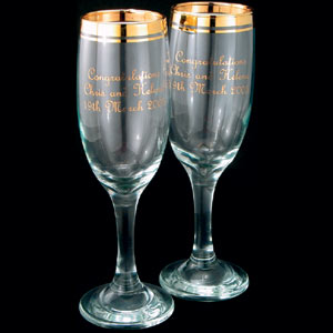 personalised Gold Rimmed Champagne Flutes