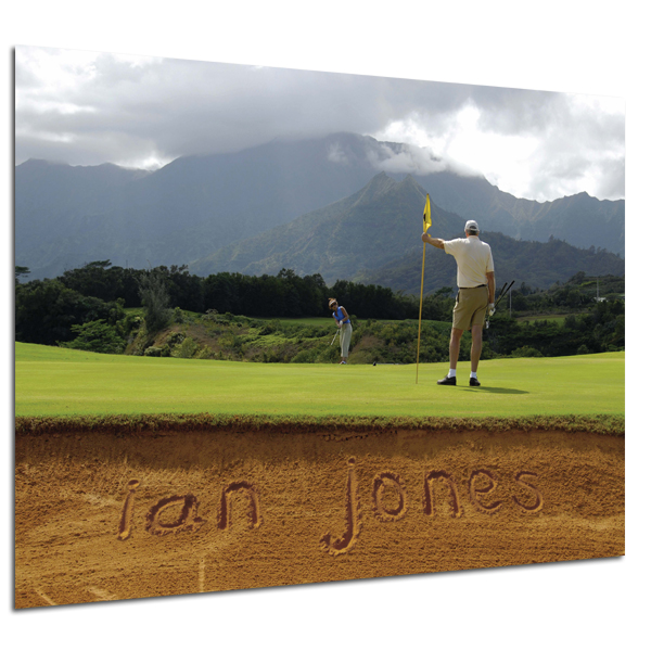 Personalised Golf Bunker Poster Gold Frame
