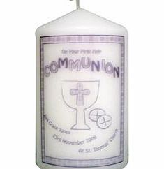 Personalised Grey First Holy Communion Candle