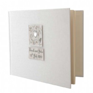 Personalised Guest Books - Clear Jewelled Heart