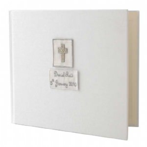 Personalised Guest Books - Silver Crucifix