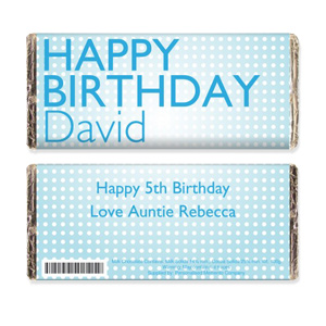 Personalised Happy Birthday Blue Dotty Milk