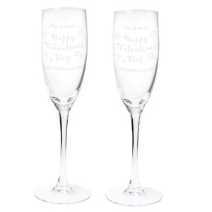 Personalised Happy Valentines Day Pair of Flutes