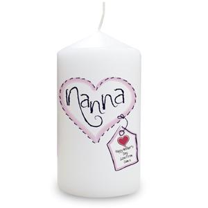 Personalised Heart Stitch Nanna Candle