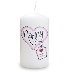 Personalised Heart Stitch Nanny Candle