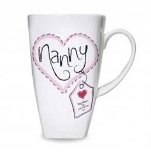 Personalised Heart Stitch Nanny Tall Latte Mug