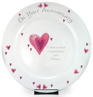 personalised Hearts Anniversary Plate