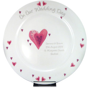 personalised Hearts Wedding Plate