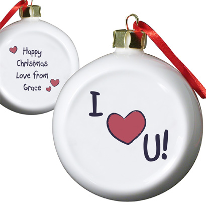Personalised I Heart U Bauble