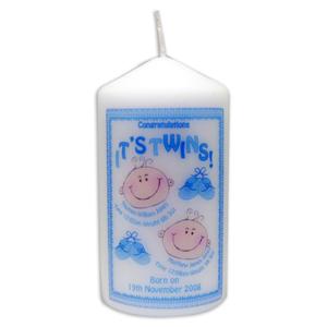Personalised Its Twins Candle blue