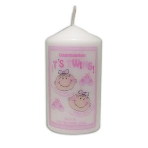 Personalised Its Twins Candle pink