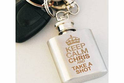 Personalised Keep Calm 1oz Hip Flask Keyring