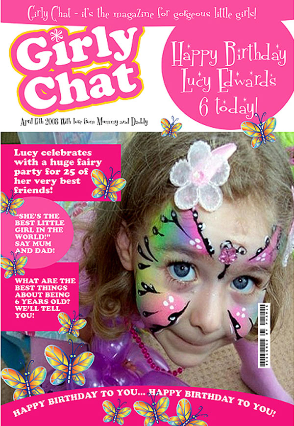 personalised Kids Birthday Magazine Cover Girly