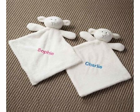 Personalised Lamb Comforter with Blue Embroidery