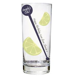 Personalised Lime and Stirrer Hi-Ball Glass